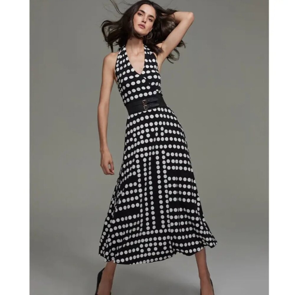 NWT White House Black Market  Sleeveless Matte Jersey Halter Maxi Dress Size 16